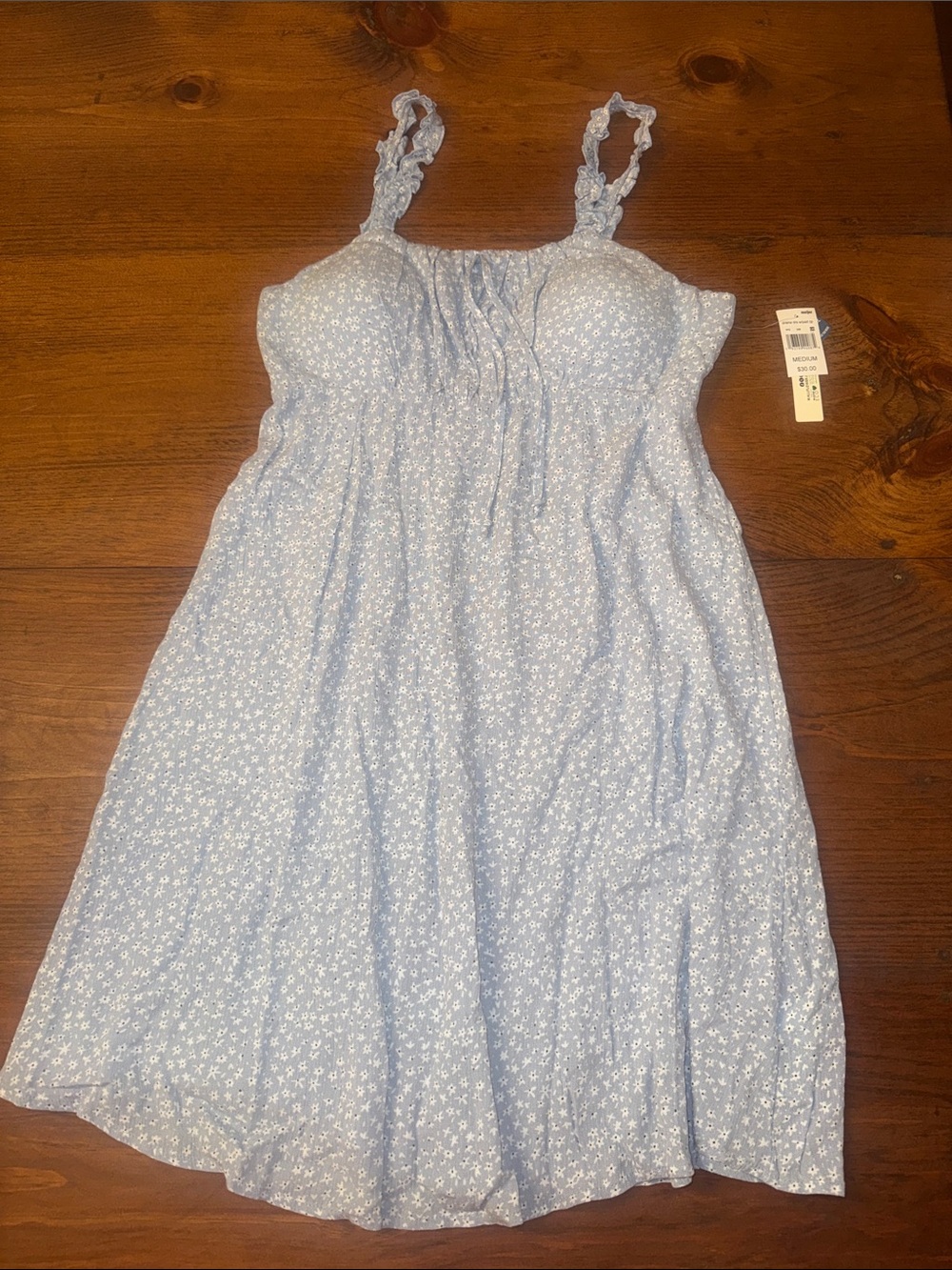 Wallflower Light Blue Floral Dress with Ruffled Straps